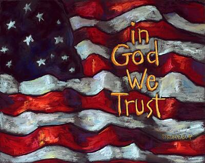 Cities Paintings - American Flag - In God We Trust by David Hinds