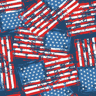 Landmarks Mixed Media Royalty Free Images - American flags pattern Royalty-Free Image by Julien