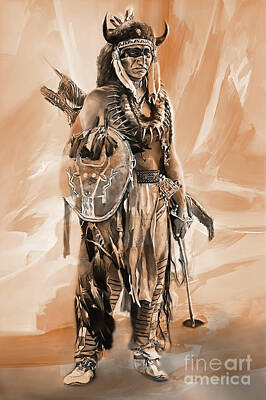 Landmarks Painting Royalty Free Images - American Indian 0022 Royalty-Free Image by Gull G