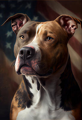 Landmarks Mixed Media Royalty Free Images - American Pitbull Portrait Royalty-Free Image by Stephen Smith Galleries