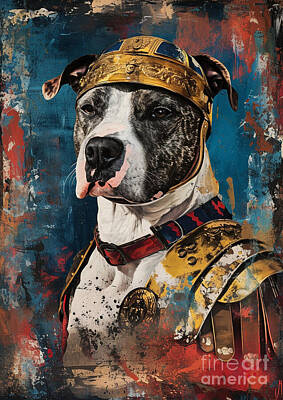 Portraits Royalty Free Images - American Staffordshire Terrier - Gladiators training partner in Roman arenas. Royalty-Free Image by Adrien Efren