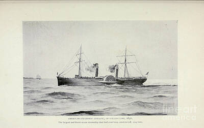 Landmarks Drawings - American Steamship  Adriatic  of Collins Line 1856 n1 by Historic Illustrations