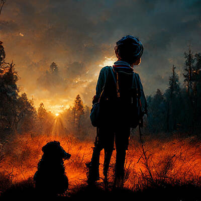 Fantasy Royalty-Free and Rights-Managed Images - An  8k  Hyper  Realistic  Photo  Of  A  Brave  Young  Boy  And  His  E5b39f09  56fb  446b  93c6  D90 by Celestial Images