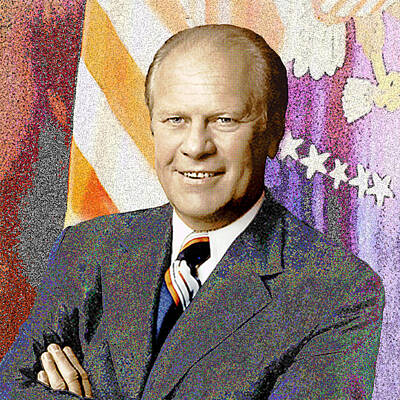 Politicians Digital Art - Ancient Rewrap - President 038a - Gerald Ford by Creation Chip