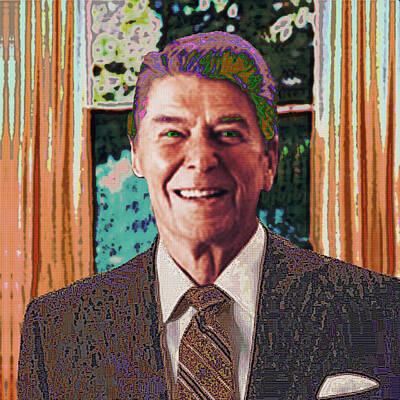 Politicians Digital Art - Ancient Rewrap - President 040a - Ronald Reagan by Creation Chip