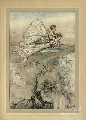 Fantasy Drawings - and her fairy sent To bear him to my bower in fairy land. d5 by Historic Illustrations