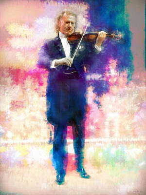 Musicians Mixed Media Royalty Free Images - Andre Rieu Performing Royalty-Free Image by Mal Bray