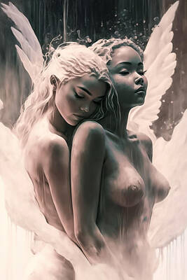 Nudes Digital Art - Angelic Couple by Eros Deconstructed