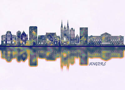 Abstract Skyline Mixed Media - Angers Skyline by NextWay Art