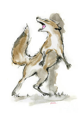 Mammals Drawings - Angry fox by Ang El