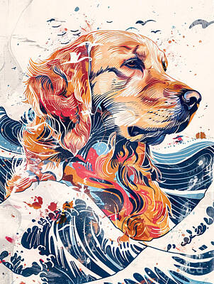 Drawings Royalty Free Images - Animal image of Golden Retriever Dog Royalty-Free Image by Clint McLaughlin