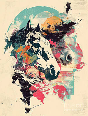 Animals Drawings - Animal image of Horse Farm animals by Clint McLaughlin