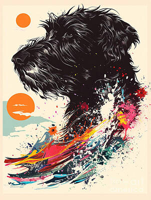 Surrealism Drawings - Animal image of Irish Wolfhound Dog by Clint McLaughlin