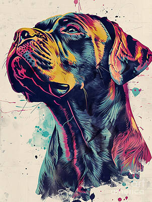 Animals Drawings - Animal image of Neapolitan Mastiff Dog by Clint McLaughlin