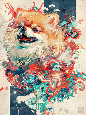 Surrealism Drawings - Animal image of Pomeranian Dog by Clint McLaughlin