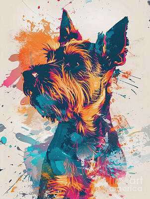 Animals Drawings - Animal image of Welsh Terrier Dog by Clint McLaughlin