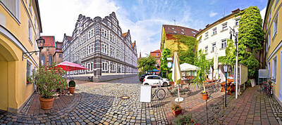 Beer Royalty Free Images - Ansbach. Old town of Ansbach beer garden and street panoramic vi Royalty-Free Image by Brch Photography