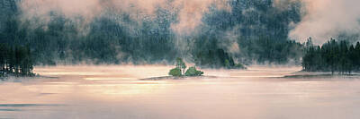Landmarks Royalty Free Images - Antelope Lake in Golden Fog Royalty-Free Image by Mike Lee