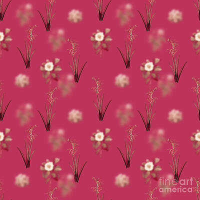 Food And Beverage Mixed Media - Antholyza Aethiopica Botanical Seamless Pattern in Viva Magenta n.1346 by Holy Rock Design