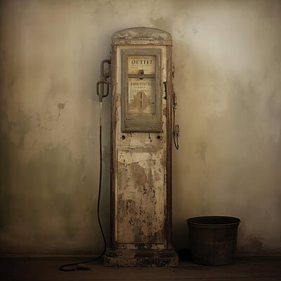 Love Marilyn Royalty Free Images - Antique Gas Pump Island Artwork 40 Royalty-Free Image by Yo Pedro