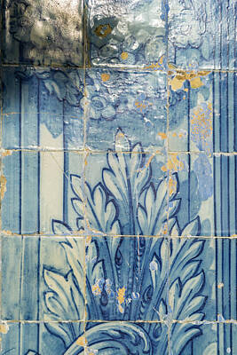 United States Map Designs - Antique Portuguese Azulejo - Centuries Old Traditional Tiled Picture by Georgia Mizuleva