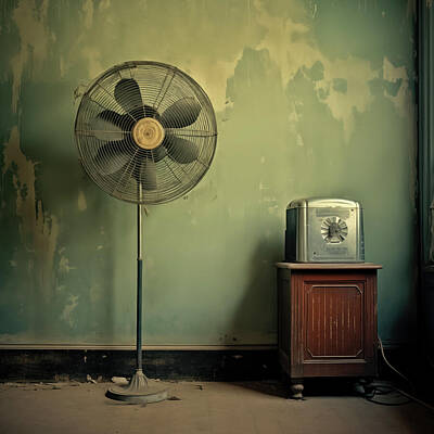 Vintage Presidential Portraits Rights Managed Images - Antique Room Fan with Missing Blades Royalty-Free Image by Yo Pedro