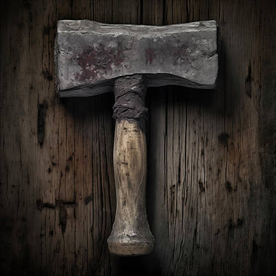 Princess Diana Rights Managed Images - Antique Rustic Hammer on Wood 38 Royalty-Free Image by Yo Pedro