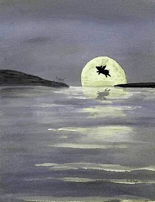 Recently Sold - Animals Mixed Media - Anything Goes During a Full Moon by Sharon Williams Eng