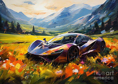 Mountain Drawings - Apollo Intensa Emozione Sport Car Passion Amidst Abstract Expressionism by Lowell Harann