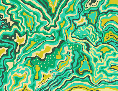 Royalty-Free and Rights-Managed Images - Aquamarine Artic Lime Green Inkscape Suminagashi Kintsugi Japanese Ink Marbling Paper Art by Aloysius Patrimonio