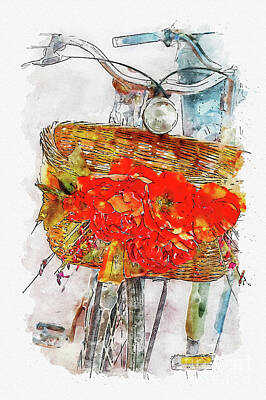 Catch Of The Day - Aquarelle sketch art. Bicycle in Spain. by Beautiful Things
