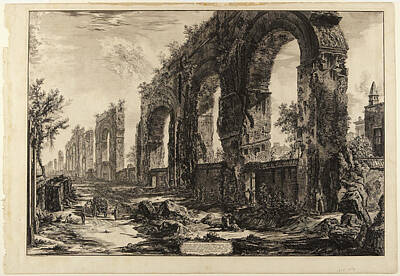 Fairy Tales - Aqueduct of Nero is a Neoclassical etching print created by Giovanni Battista Piranesi in 1775. by Celestial Images