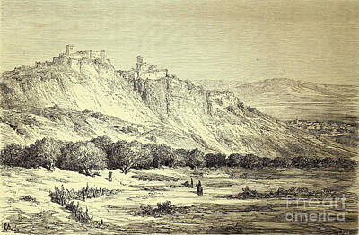 Landscapes Drawings - Arcos de la Frontera By Gustave Dore w1 by Historic illustrations