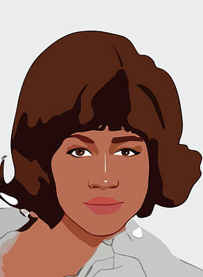 Celebrities Digital Art Royalty Free Images - Aretha Franklin Cartoon Portrait 1 Royalty-Free Image by Ahmad Nusyirwan