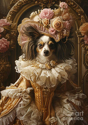 Roses Royalty Free Images - Aristocratic Papillon dog Royalty-Free Image by Adrien Efren
