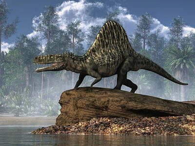 Reptiles Digital Art - Arizonasaurus by a Lake by Daniel Eskridge