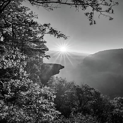 Granger - Arkansas Hawksbill Crag Sunrise - 1x1 BW Edition by Gregory Ballos