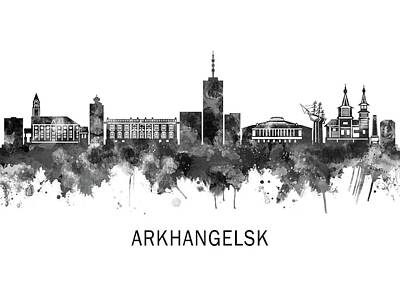 Romantic French Magazine Covers - Arkhangelsk Russia Skyline BW by NextWay Art