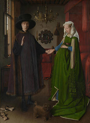 Childrens Room Animal Art - Arnolfini Portrait is a Northern Renaissance oil on panel painting created by Jan Van Eyck in 1434. by Celestial Images