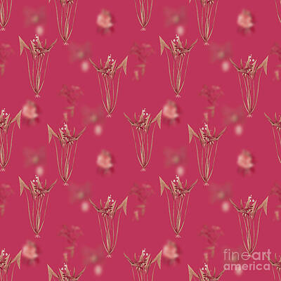 Roses Mixed Media Royalty Free Images - Arrowhead Botanical Seamless Pattern in Viva Magenta n.1272 Royalty-Free Image by Holy Rock Design