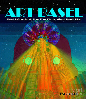 Science Fiction Mixed Media - Art Basel modern art poster by David Lee Thompson