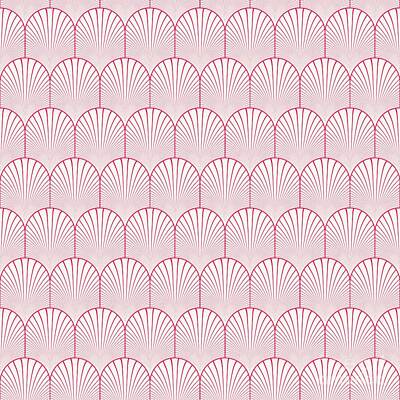 Royalty-Free and Rights-Managed Images - Art Deco Leaf Scale Pattern In Eggshell White And Ruby Pink n.0668 by Holy Rock Design