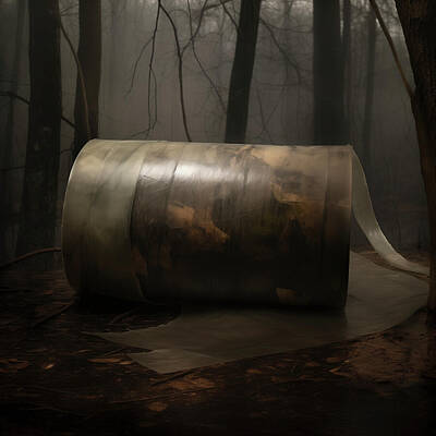 Firefighters - Art Print Cylinder on the Forest Floor by Yo Pedro
