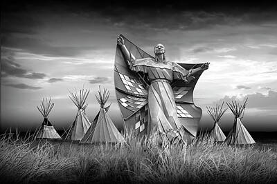 Randall Nyhof Royalty-Free and Rights-Managed Images - Artistic Interpretation in Black and White of the Sculpture call by Randall Nyhof