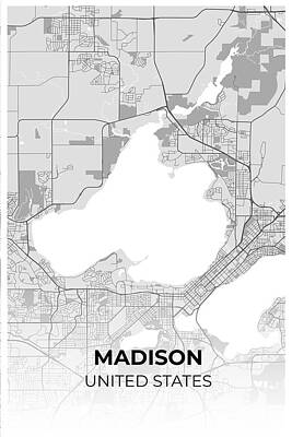 Fruit Photography - Artistic map of Madison by Ahmet Asar by Celestial Images
