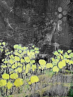 Abstract Landscape Mixed Media - Aspen Grove at Night by Sharon Williams Eng