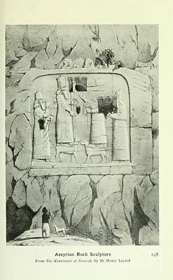 Vintage Magician Posters - Assyrian Rock Sculpture z2 by Historic Illustrations