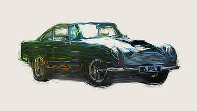 Vintage Performace Cars - Aston Martin DB4 GT Drawing by CarsToon Concept