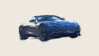 Transportation Royalty-Free and Rights-Managed Images - Aston Martin Vanquish Car Drawing by CarsToon Concept