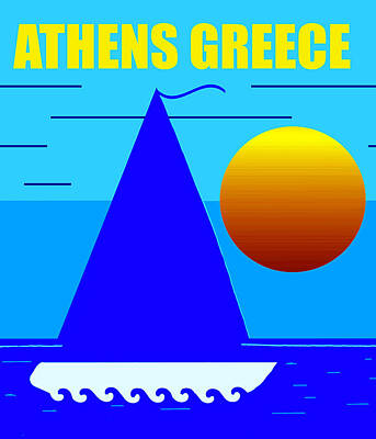 Beach Mixed Media - Athens Greece sailing by David Lee Thompson